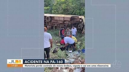 Micro-ônibus capota e cai em ribanceira no sudeste do Pará