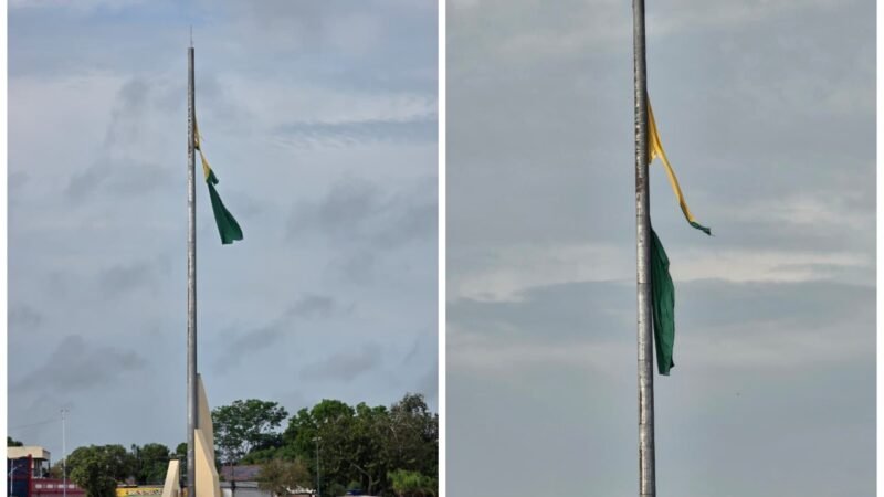 Bandeira do Acre Danificada por Ventos Forte em Rio Branco