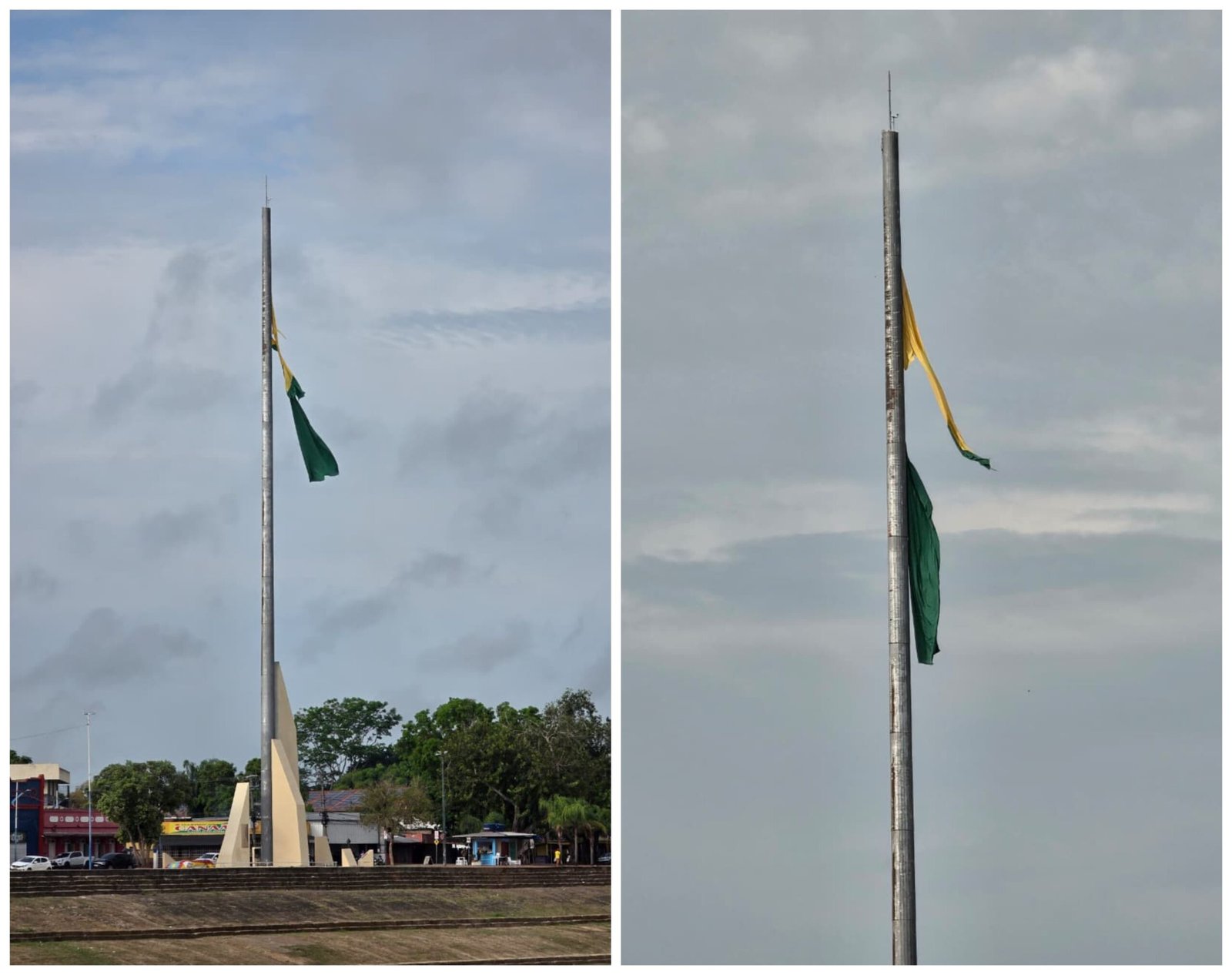 Bandeira do Acre Danificada por Ventos Forte em Rio Branco