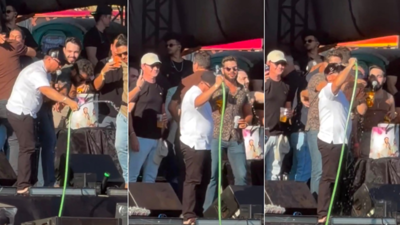 Henrique e Xand Avião Refrescam o Palco com Banho Durante Show em Palmas