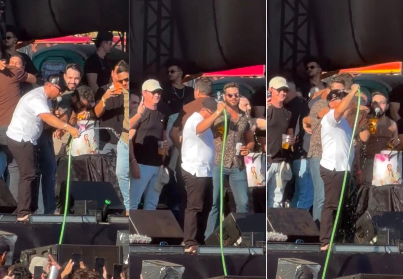 Henrique e Xand Avião Refrescam o Palco com Banho Durante Show em Palmas