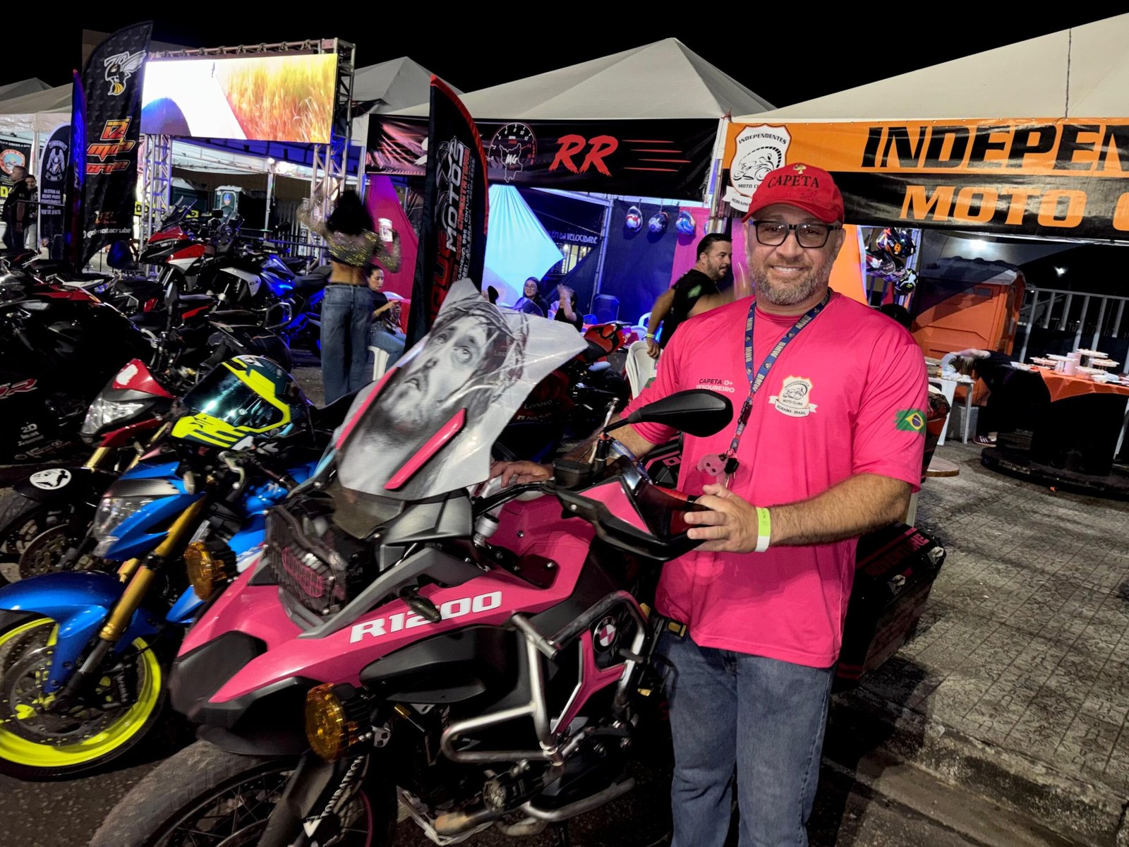 Capeta de Jesus e a Cor Rosa no 18º Encontro Internacional de Motos de Alta Cilindrada em Roraima