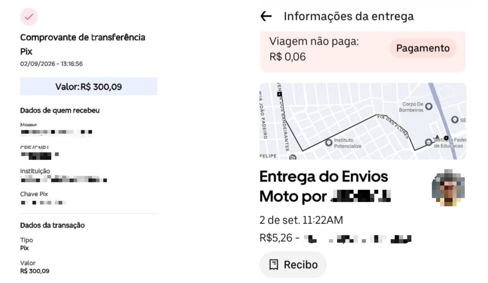 Entregador Retém R$ 300 Enviados por Engano em Boa Vista e Não Conclui Corrida de R$ 5,26