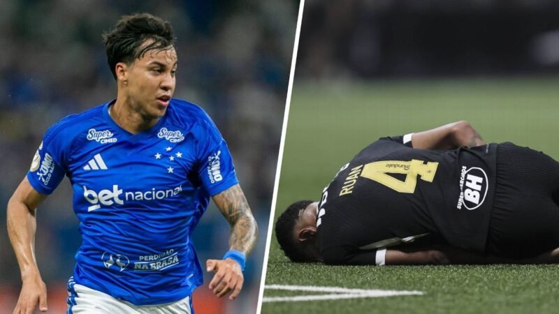 Zagueiro Ruan de Atlético-MG não cumprimenta Kaio Jorge e se machuca em clássico contra o Cruzeiro