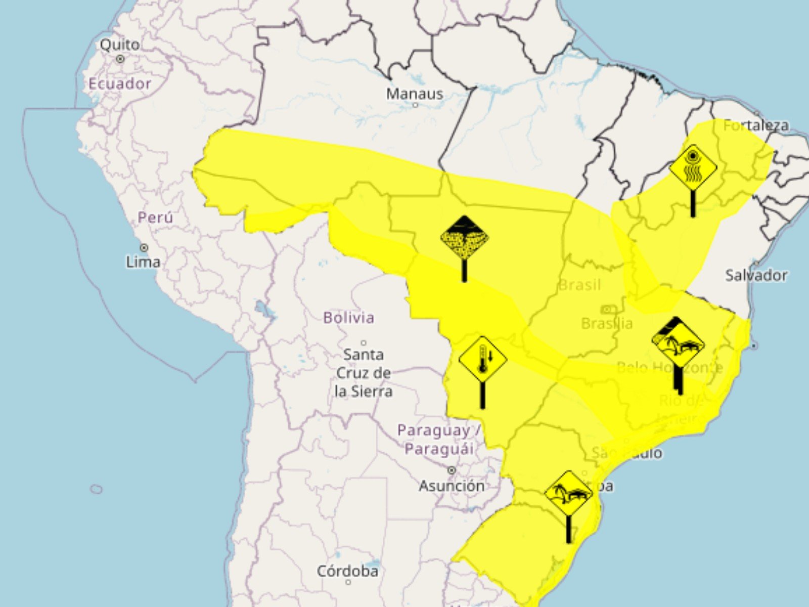 Alerta Amarelo do Inmet para Chuvas Intensas e Queda de Temperaturas no Acre