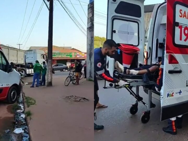 Motociclista é socorrido após acidente com carreta em Santarém